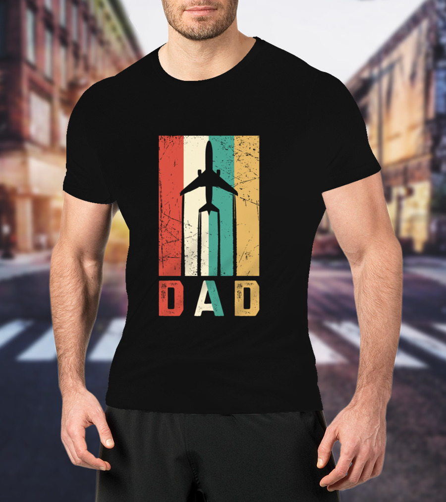 Dad Retro Airplane Vintage Aviation Pilot T-Shirt