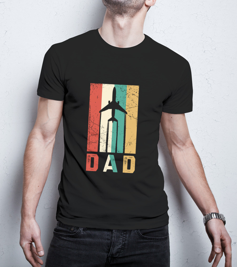 Dad Retro Airplane Vintage Aviation Pilot T-Shirt