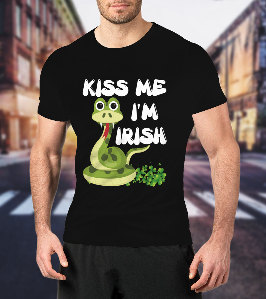 Kiss Me I'm Irish Snake With Shamrocks T-Shirt