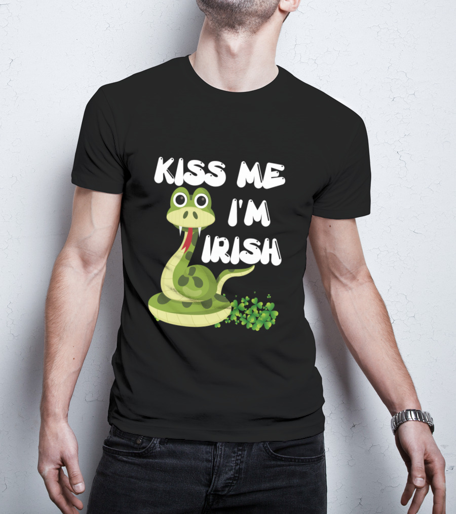Kiss Me I'm Irish Snake With Shamrocks T-Shirt
