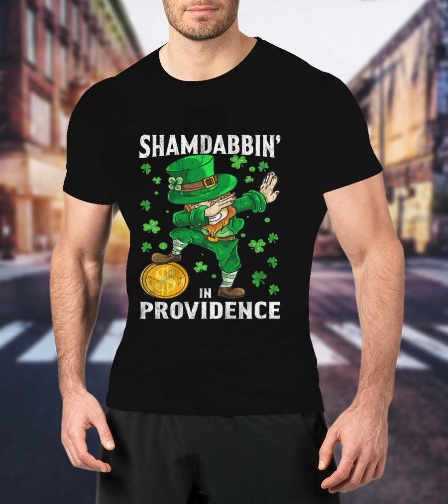 Shamdabbin' Leprechaun With Gold Coin In Providence St Patricks Day T-Shirt