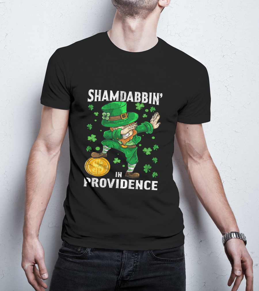 Shamdabbin' Leprechaun With Gold Coin In Providence St Patricks Day T-Shirt