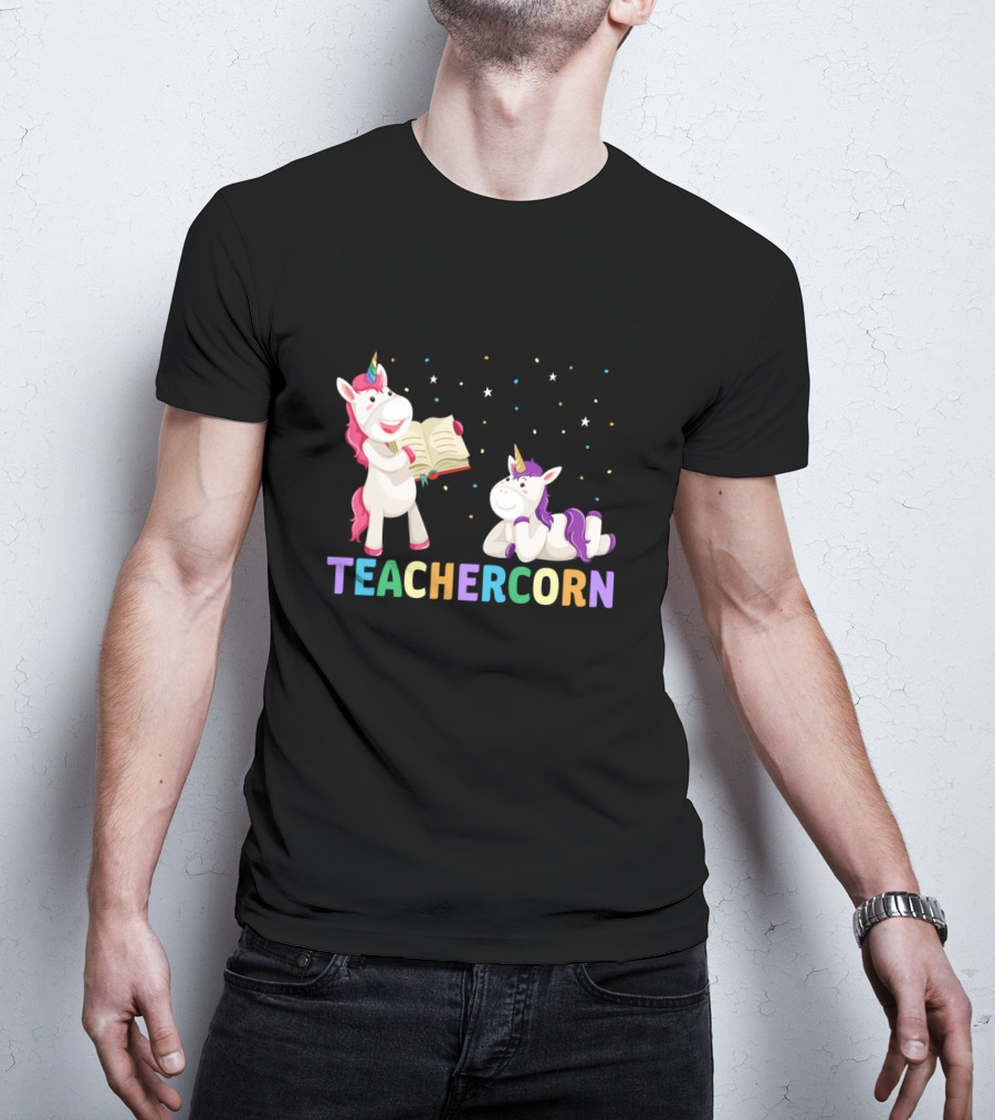 TEACHERCORN Magical Unicorn Teacher Appreciation Stars Book T-Shirt
