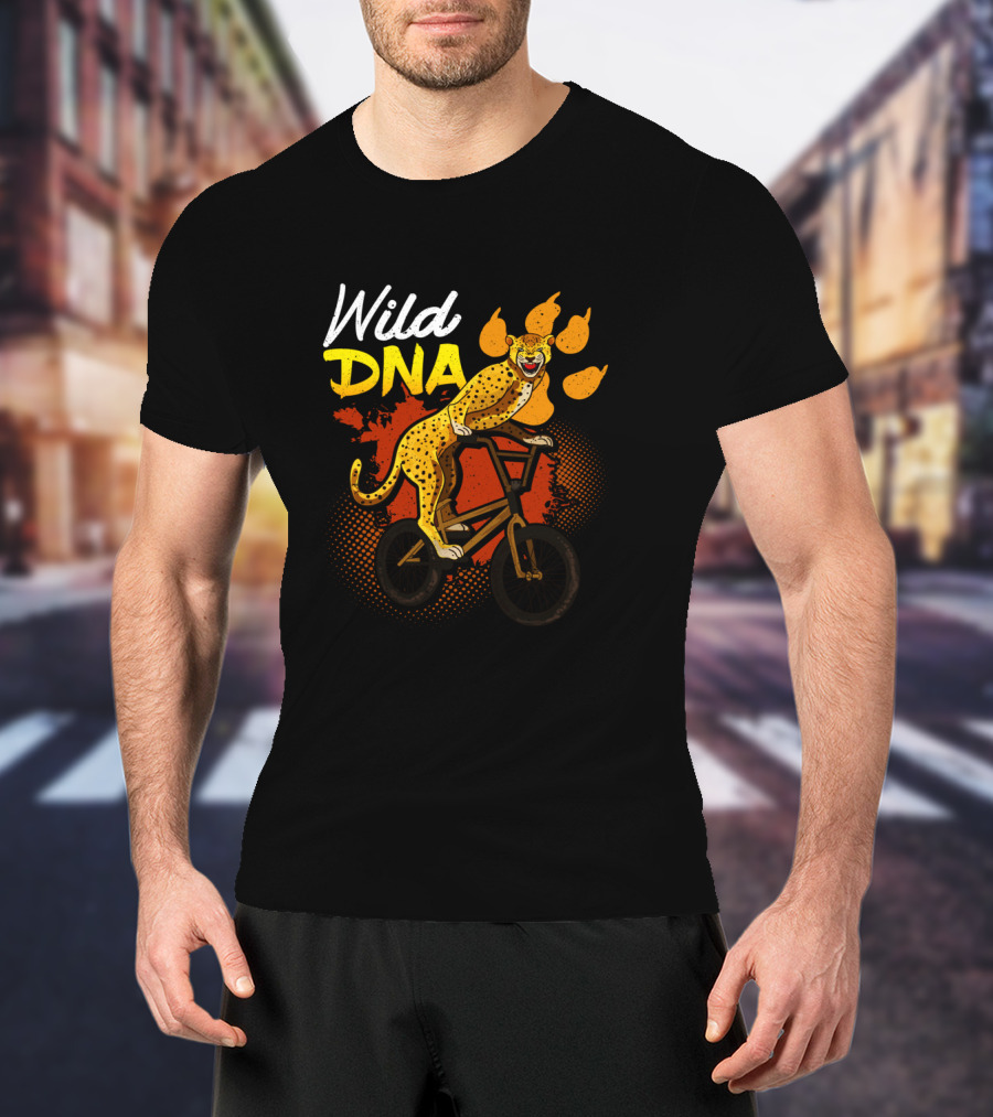 Wild DNA Bicycle Cheetah Biker Wildlife Lover T-Shirt