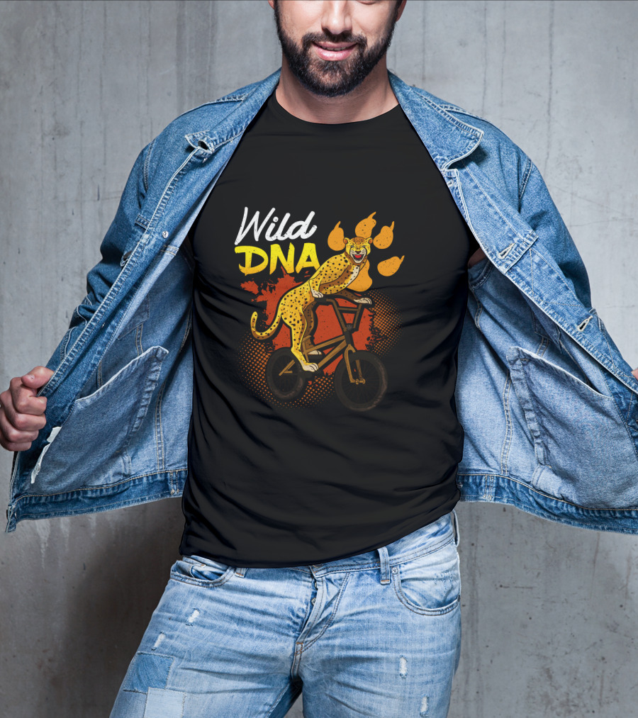 Wild DNA Bicycle Cheetah Biker Wildlife Lover T-Shirt