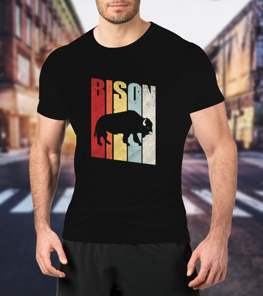 Bison American Buffalo Vintage Wildlife Retro T-Shirt