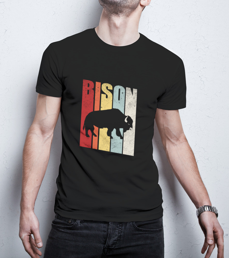 Bison American Buffalo Vintage Wildlife Retro T-Shirt