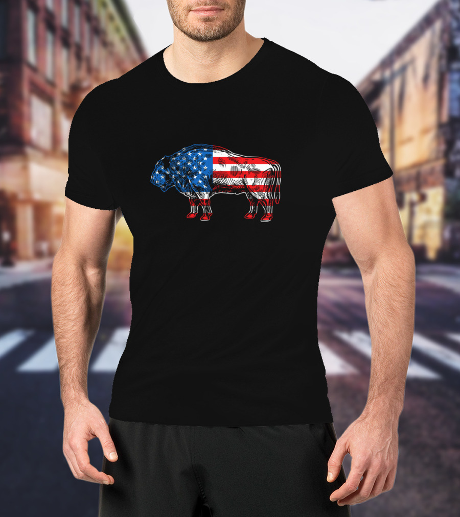 Buffalo Vintage American Flag Wildlife T-Shirt