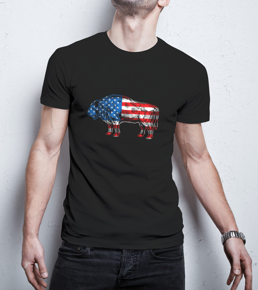 Buffalo Vintage American Flag Wildlife T-Shirt