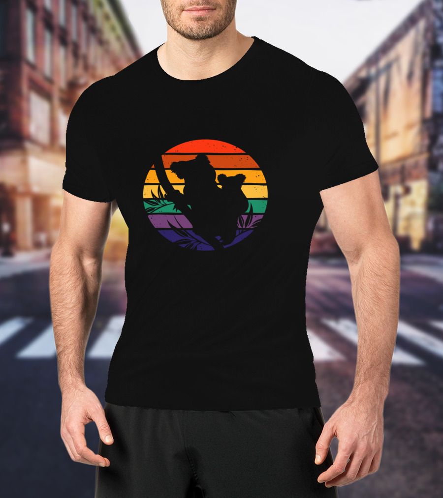 Save The Koalas Protect Wildlife Rainbow Sunset T-Shirt