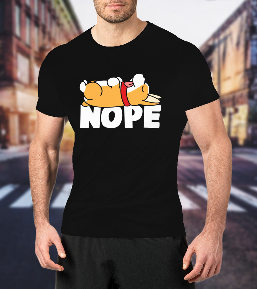 Napping Corgi Nope Lazy Dog Lover Funny T-Shirt
