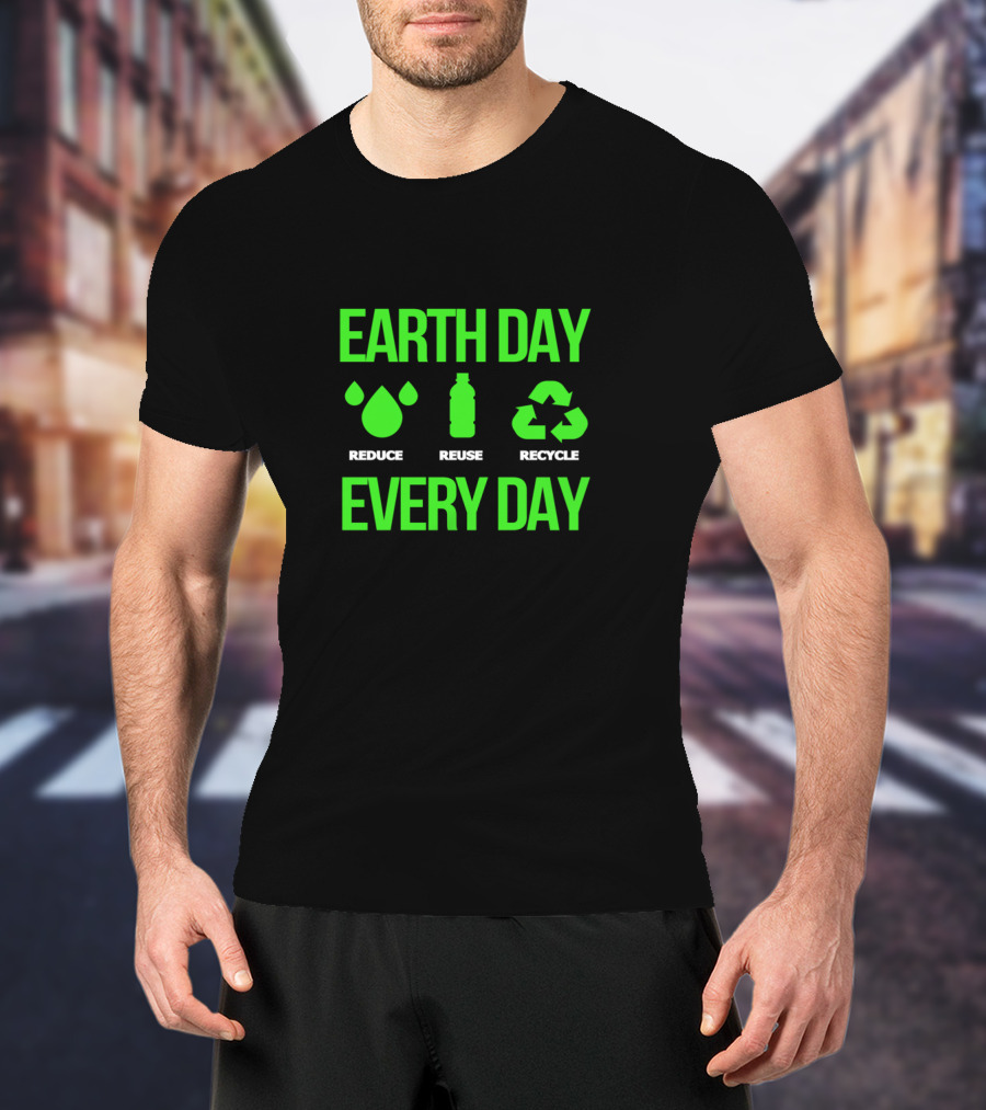 Earth Day Every Day Reduce Reuse Recycle Eco Icons T-Shirt