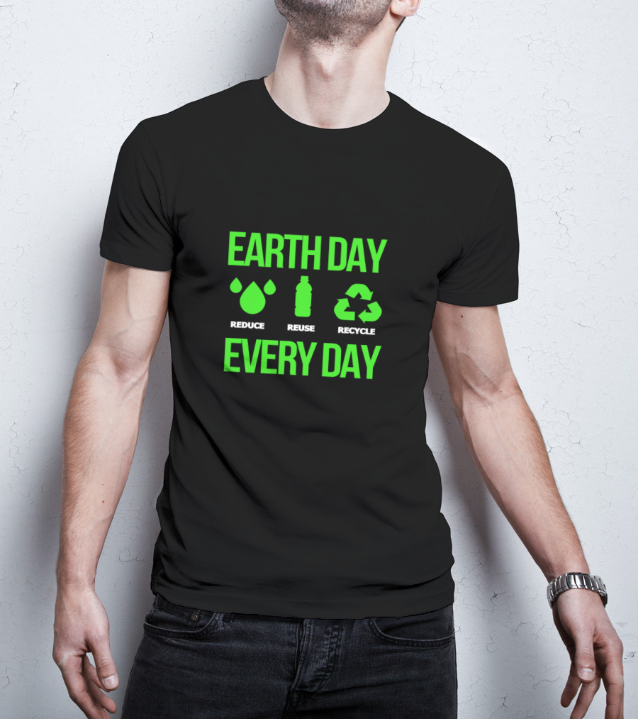 Earth Day Every Day Reduce Reuse Recycle Eco Icons T-Shirt
