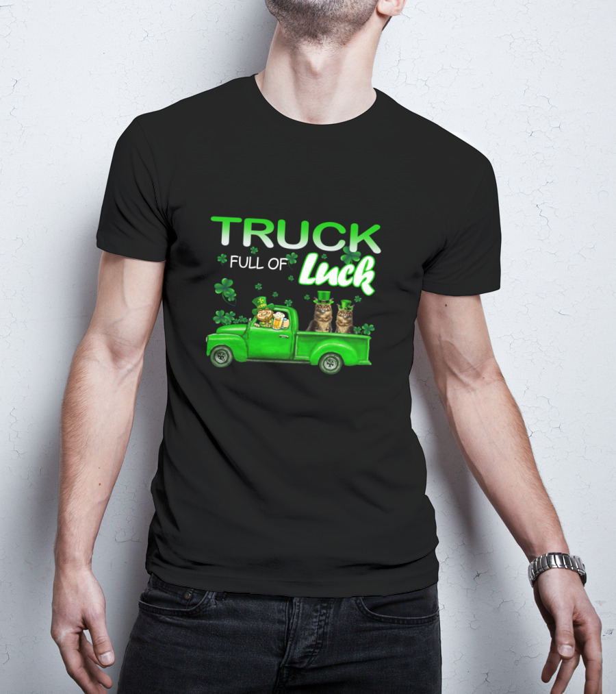 TRUCK Full Of Luck Maine Coon Cat Leprechaun T-Shirt