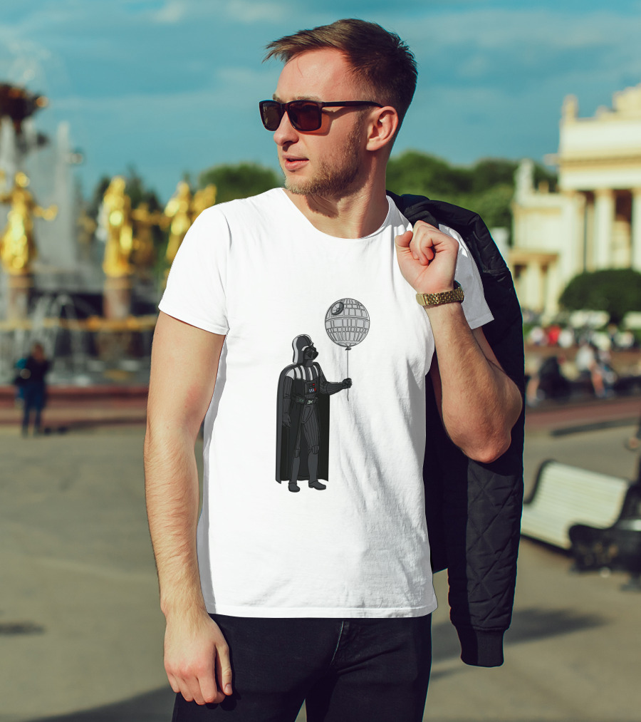 Darth Vader Holding Death Star Shaped Balloon T-Shirt