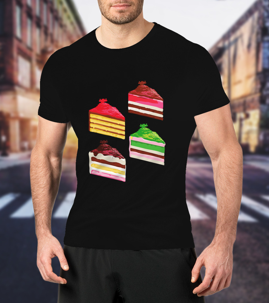 Imperial Star Destroyer Cake Slices Colorful Dessert Quartet T-Shirt