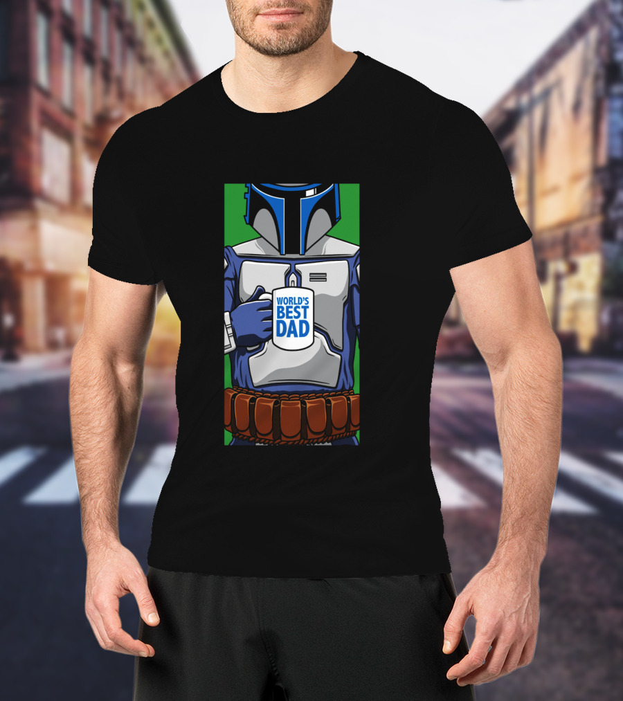 Jango Fett Holding World's Best Dad Mug T-Shirt