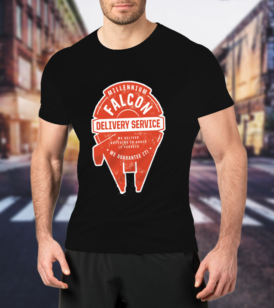 Millennium Falcon Delivery Service We Deliver Anything In Under 12 Parsecs We Guarantee It T-Shirt