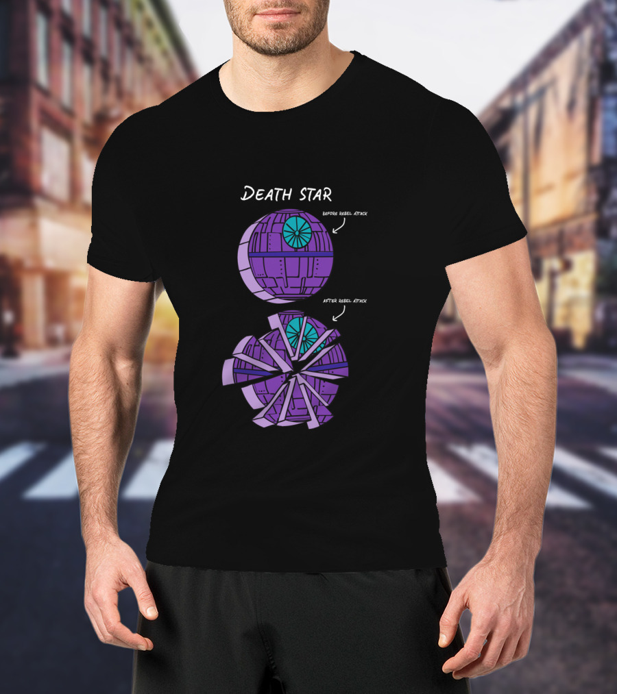 Star Wars Death Star Before Rebel Attack After Rebel Attack Pie Chart T-Shirt