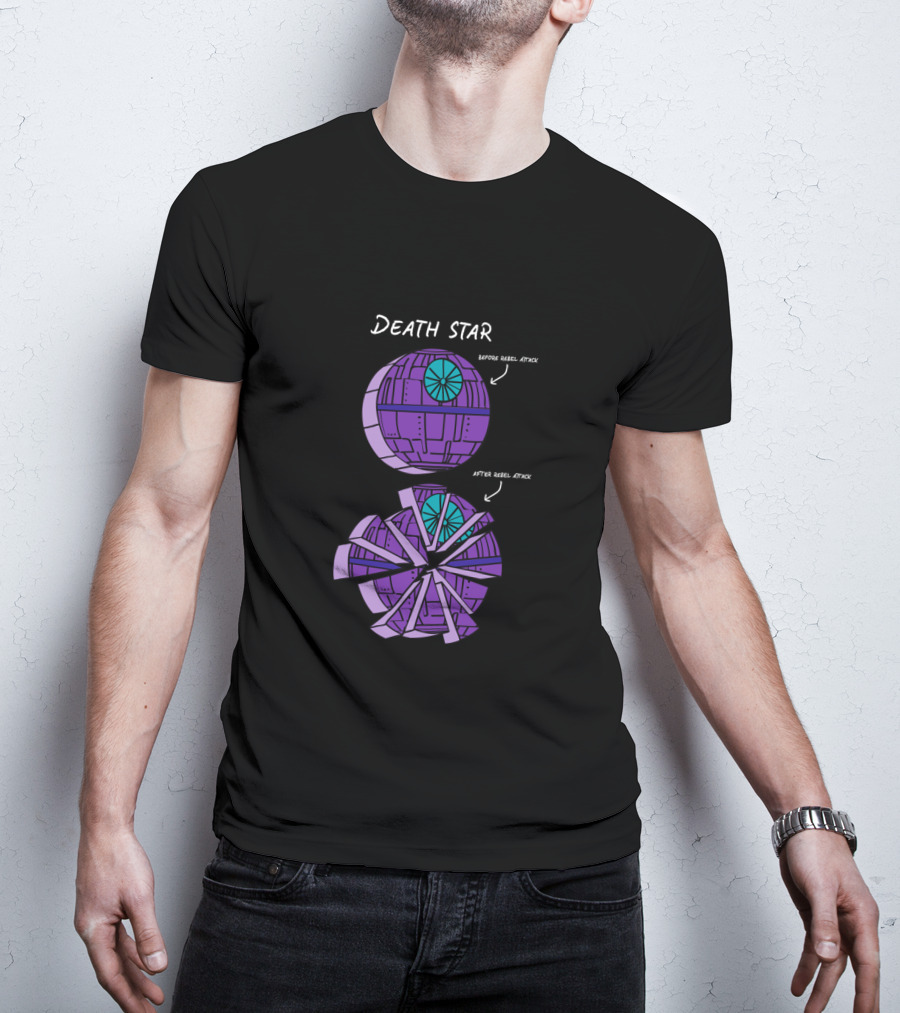 Star Wars Death Star Before Rebel Attack After Rebel Attack Pie Chart T-Shirt