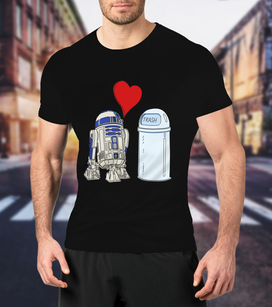 Star Wars R2 D2 Heart Trash Can Love T-Shirt