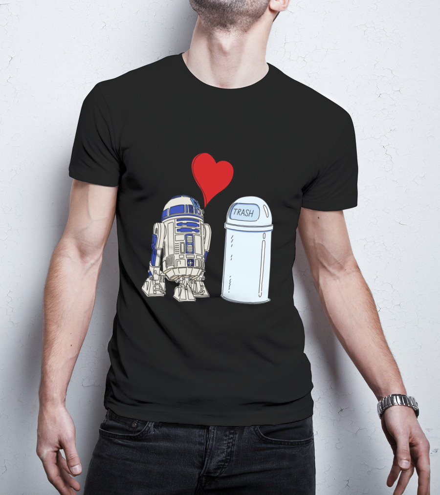 Star Wars R2 D2 Heart Trash Can Love T-Shirt