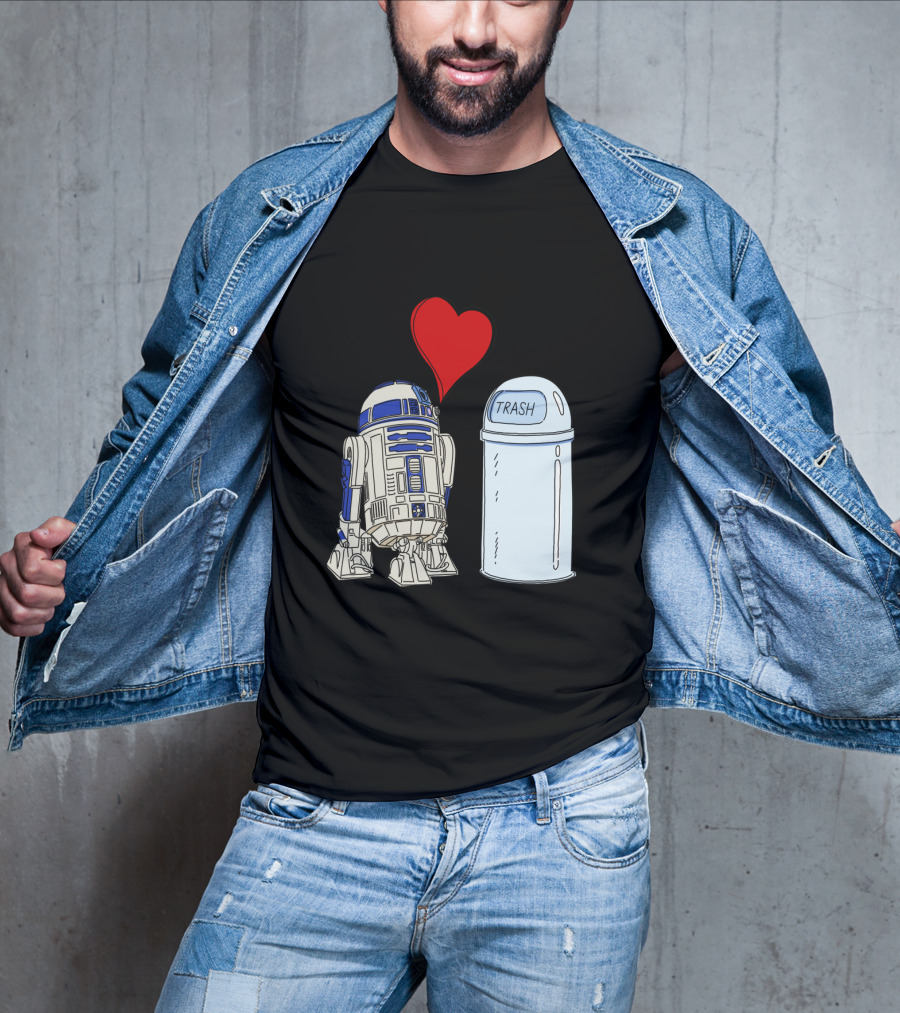 Star Wars R2 D2 Heart Trash Can Love T-Shirt