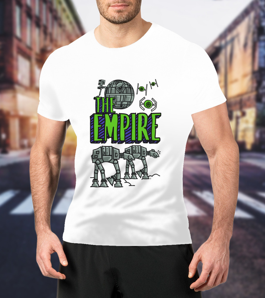 Star Wars The Empire Death Star And AT-AT Walkers Doodle T-Shirt