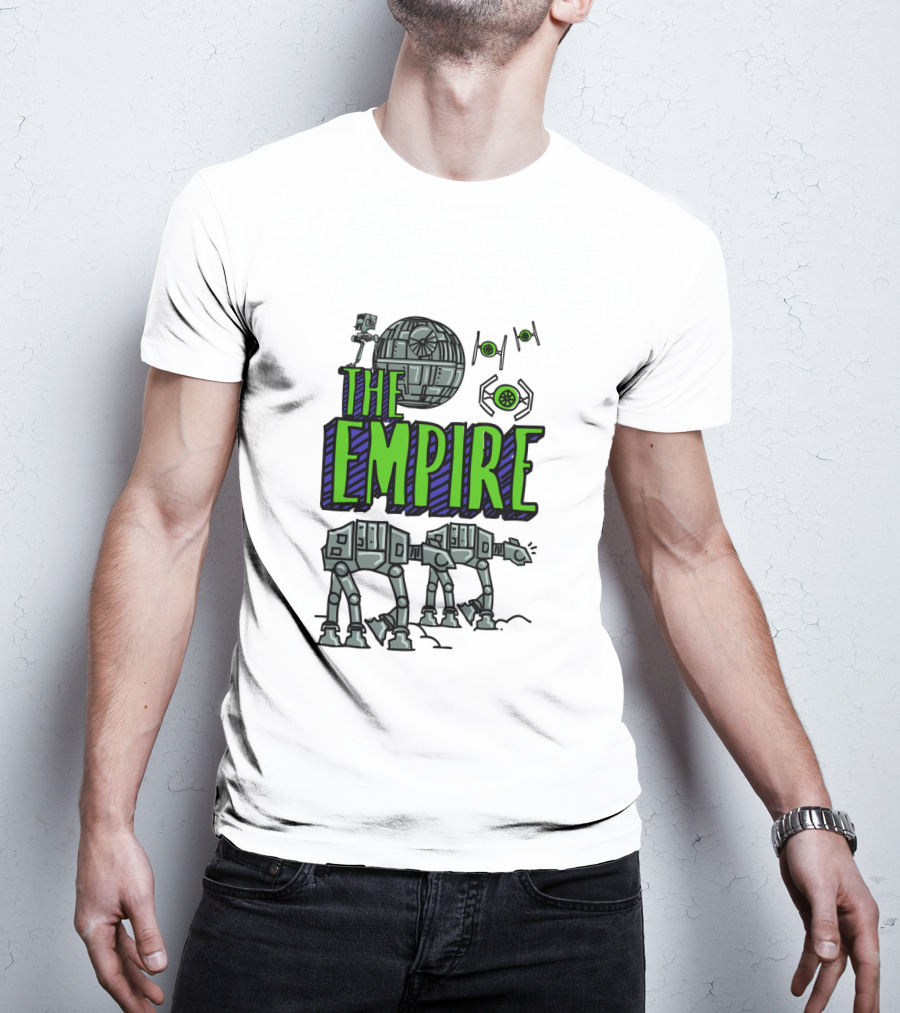 Star Wars The Empire Death Star And AT-AT Walkers Doodle T-Shirt
