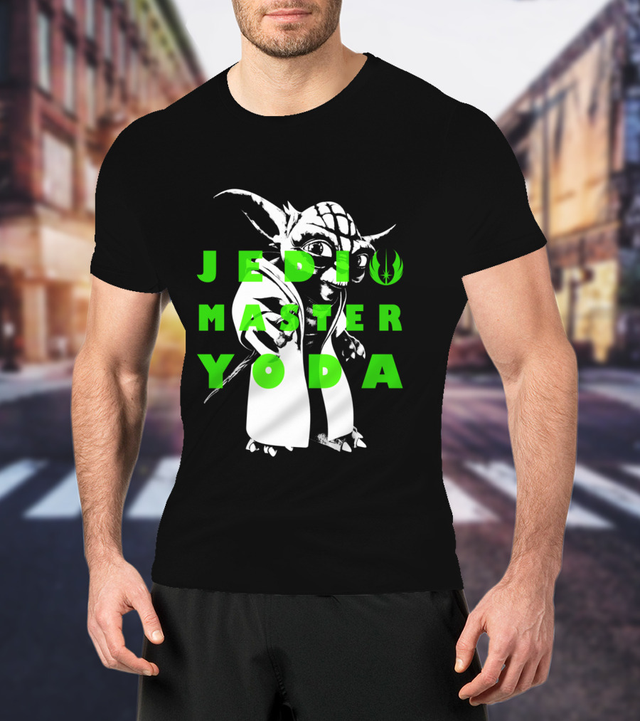 The Clone Wars Yoda Jedi Master Green Text Overlay T-Shirt