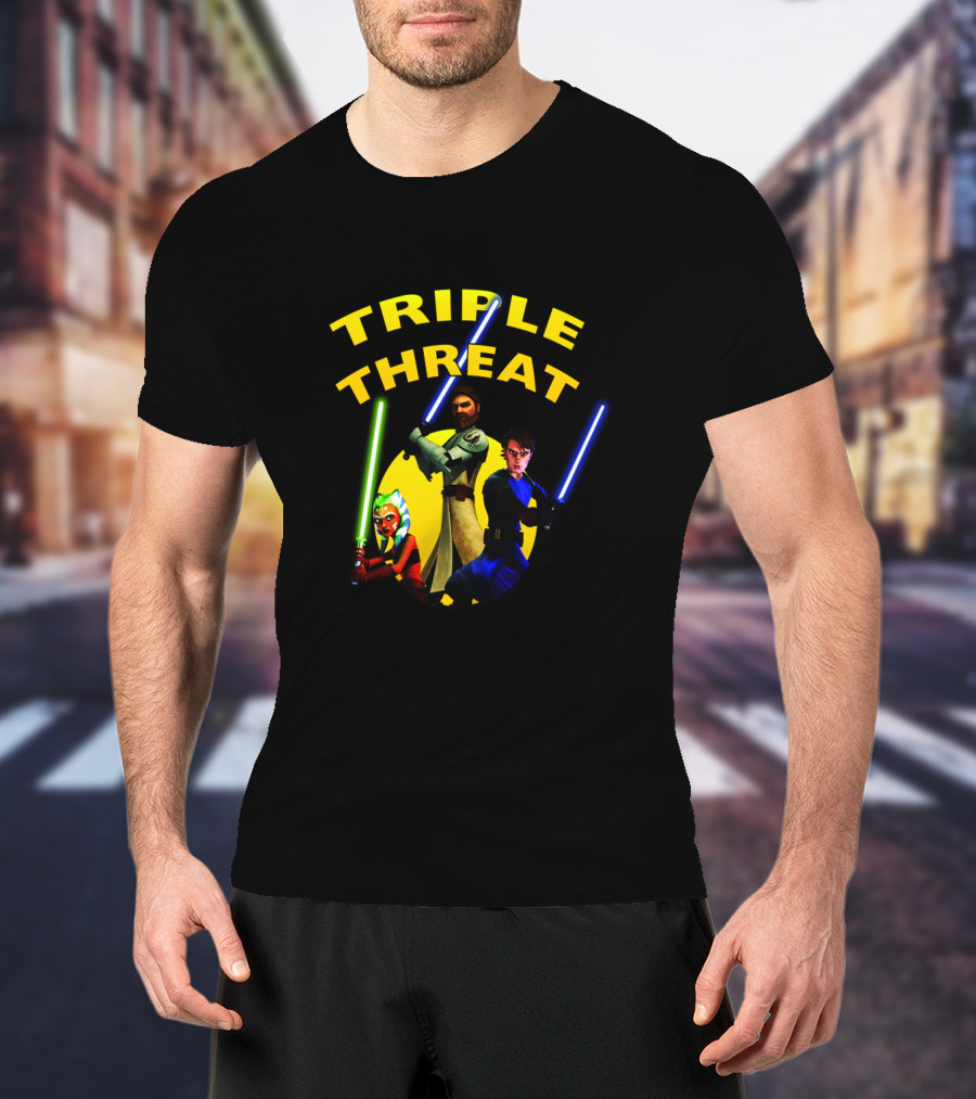 Star Wars The Clone Wars Jedi Trio Triple Threat T-Shirt