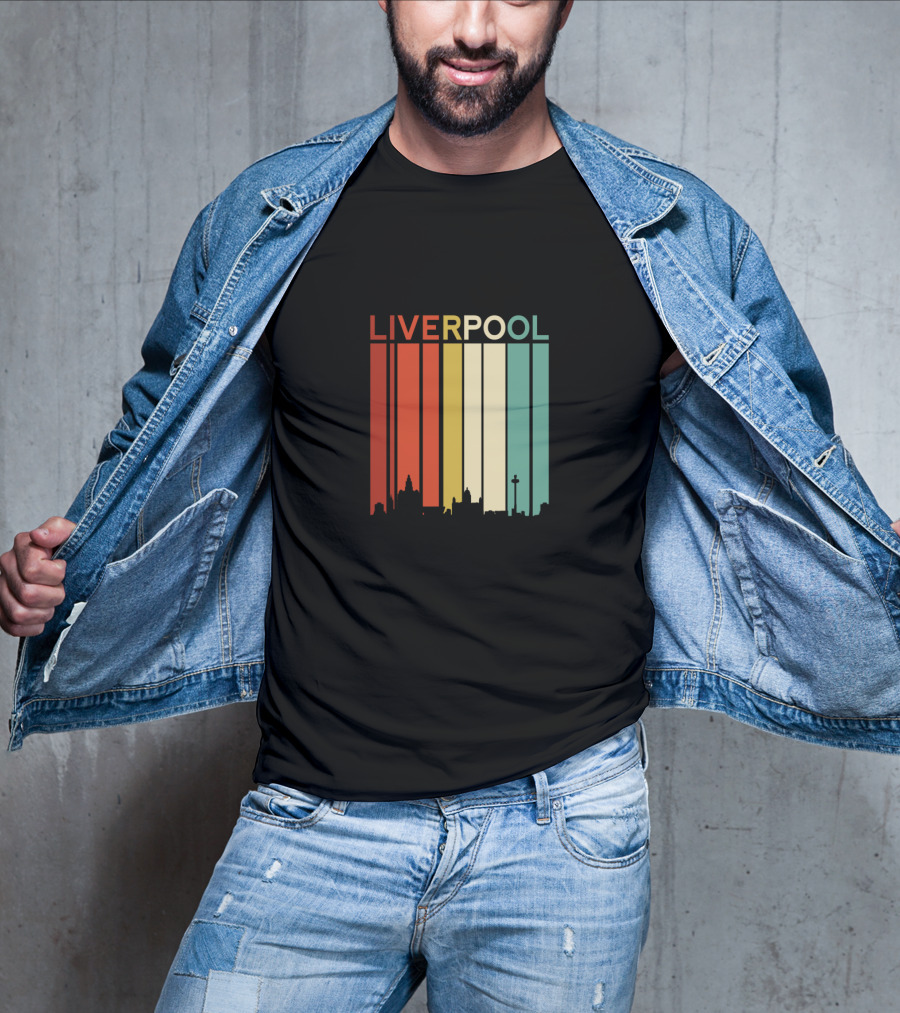 Liverpool England Skyline Retro Columns T-Shirt