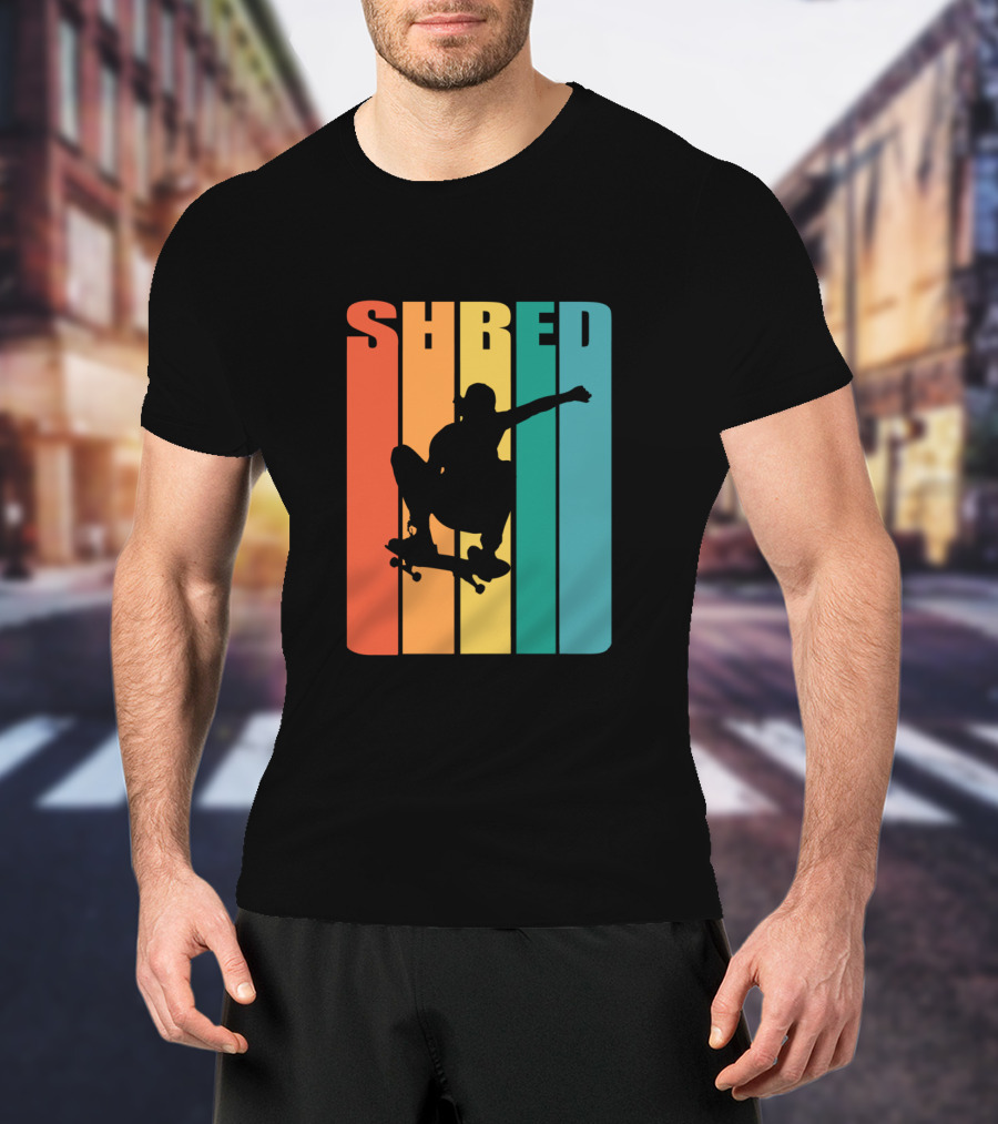 Shred Skateboarding Retro Silhouette Skate T-Shirt