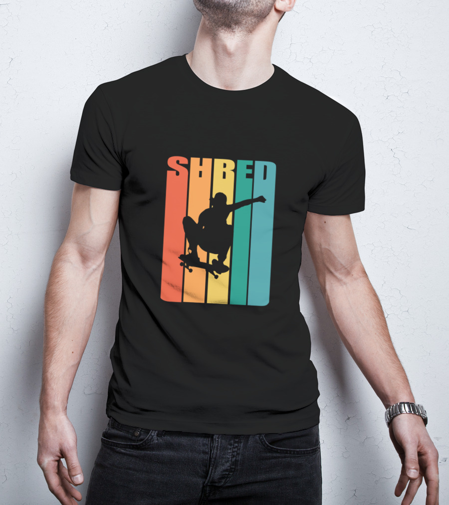 Shred Skateboarding Retro Silhouette Skate T-Shirt