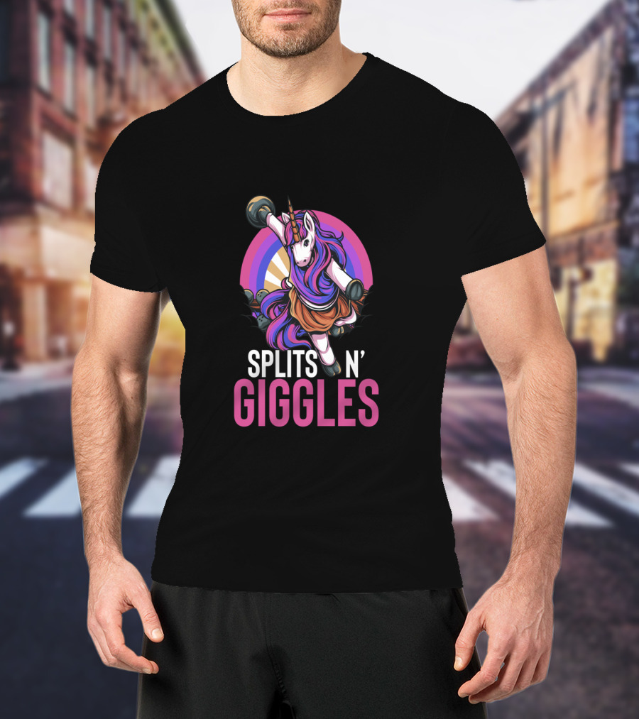 Unicorn Splits 'n Giggles Bowling Team Majestic Bowler T-Shirt