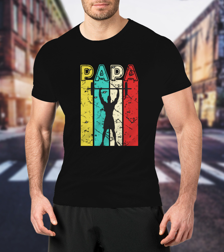 PAPA Weightlifting Silhouette Retro Colors T-Shirt