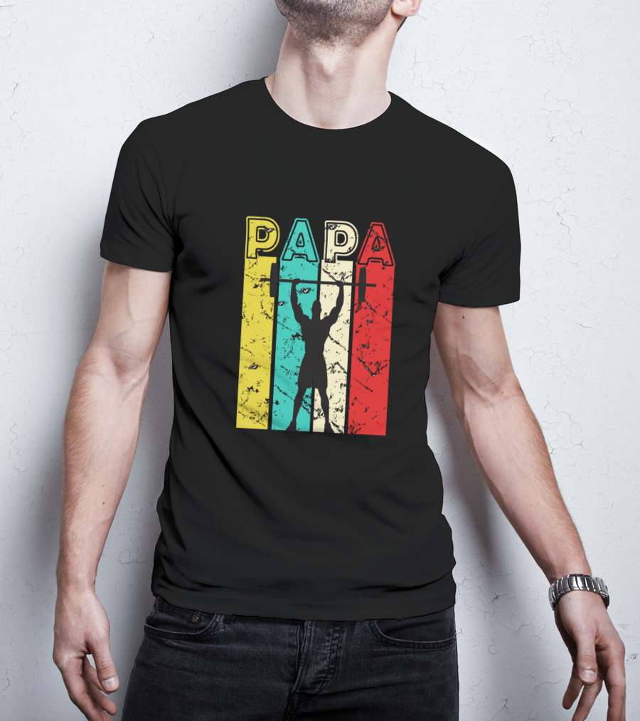 PAPA Weightlifting Silhouette Retro Colors T-Shirt