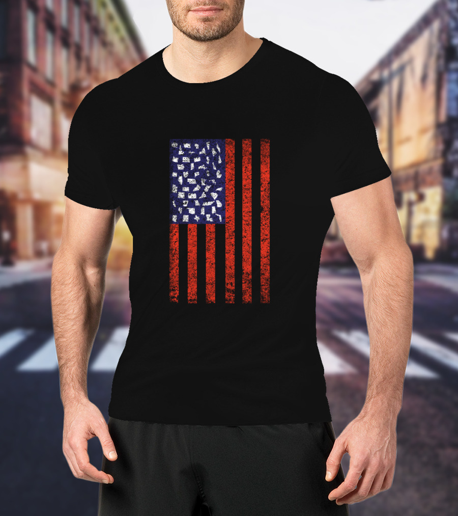 American Flag With USA States T-Shirt
