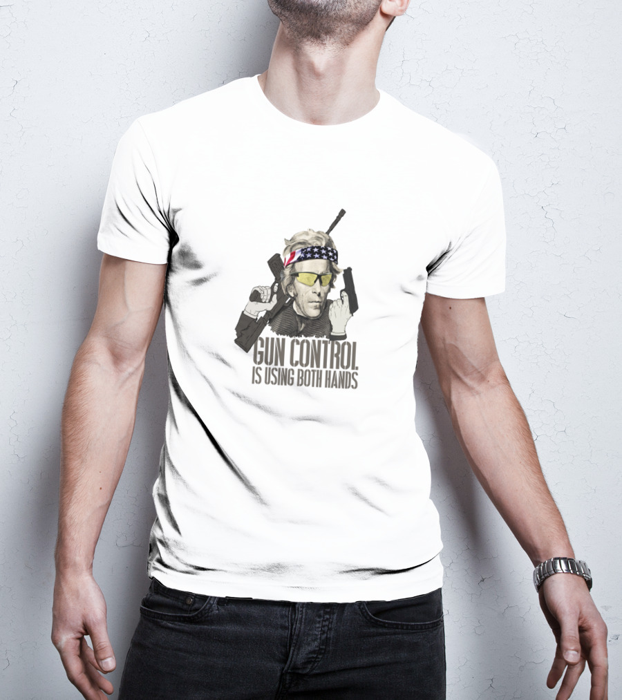 Gun Control Is Using Both Hands Andrew Jackson American Flag Sunglasses Bandana Rifle T-Shirt