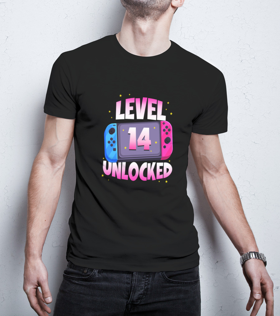 Level 14 Unlocked Birthday Girl 14 Years Old Video Games Console T-Shirt