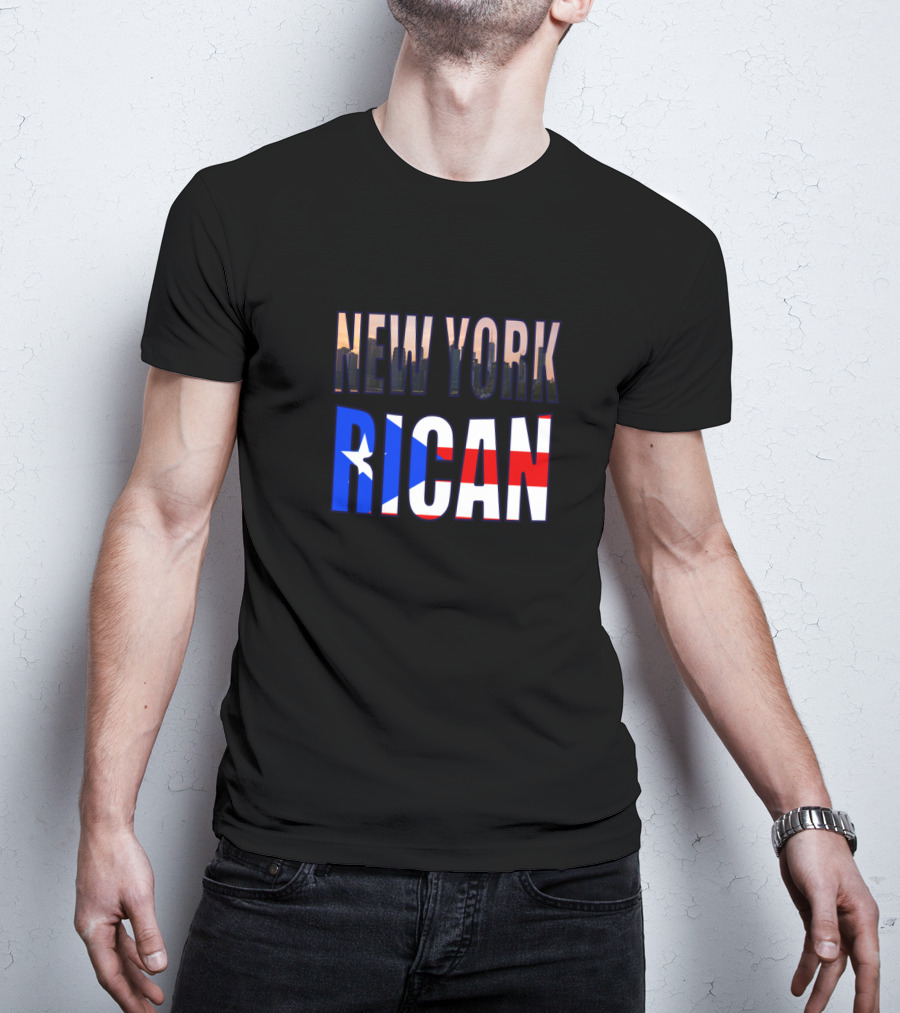 New York Rican Puerto Rico Heritage Flag Skyline T-Shirt