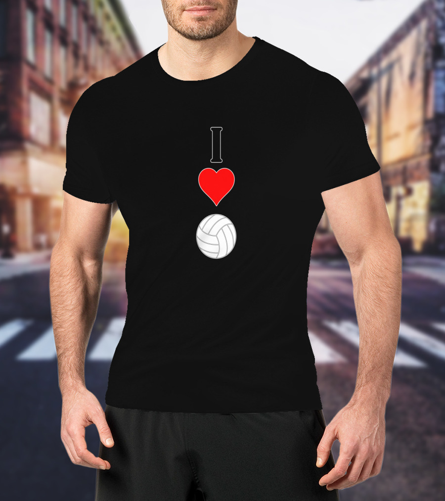 Vertical I Love Heart Volleyball T-Shirt
