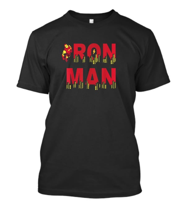 Marvel Iron Man Text City Skyline Hero T-Shirt