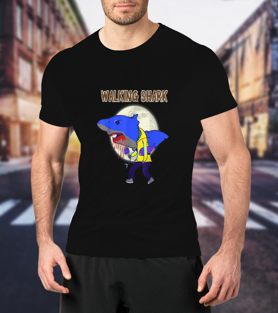 Walking Shark Zombie Bloody Dead T-Shirt