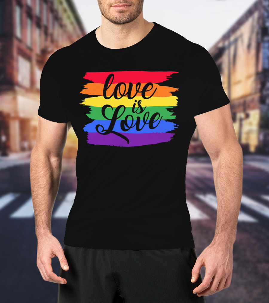 Love Is Love Rainbow Flag Colorful Pride T-Shirt
