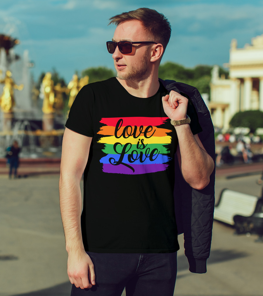 Love Is Love Rainbow Flag Colorful Pride T-Shirt
