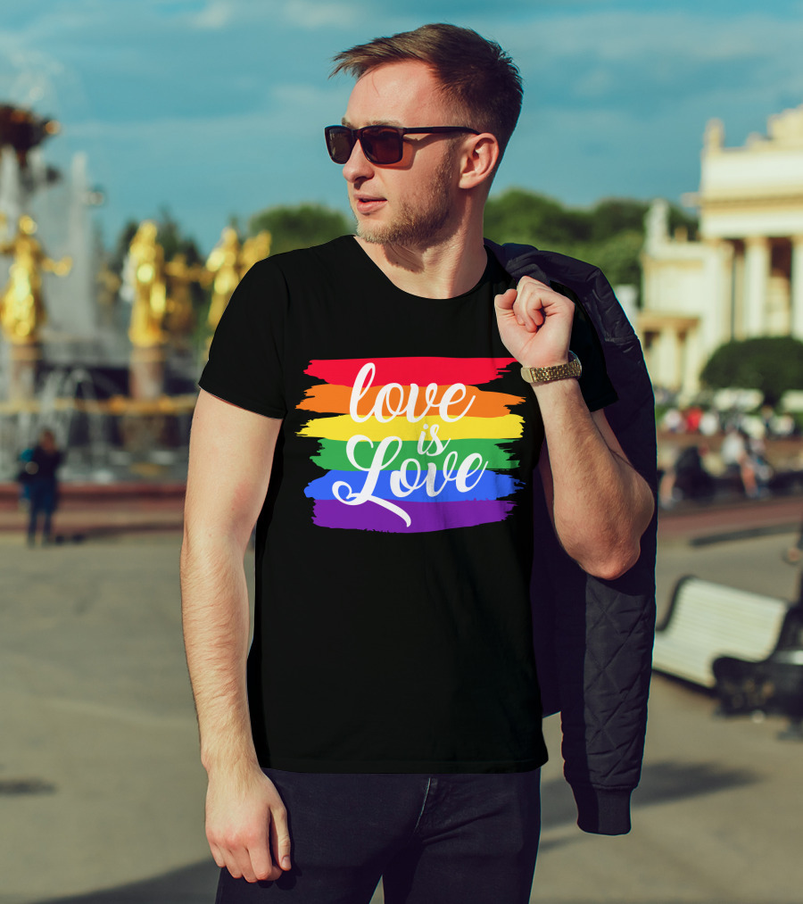 Love Is Love Rainbow Stripes Pride Flag T-Shirt