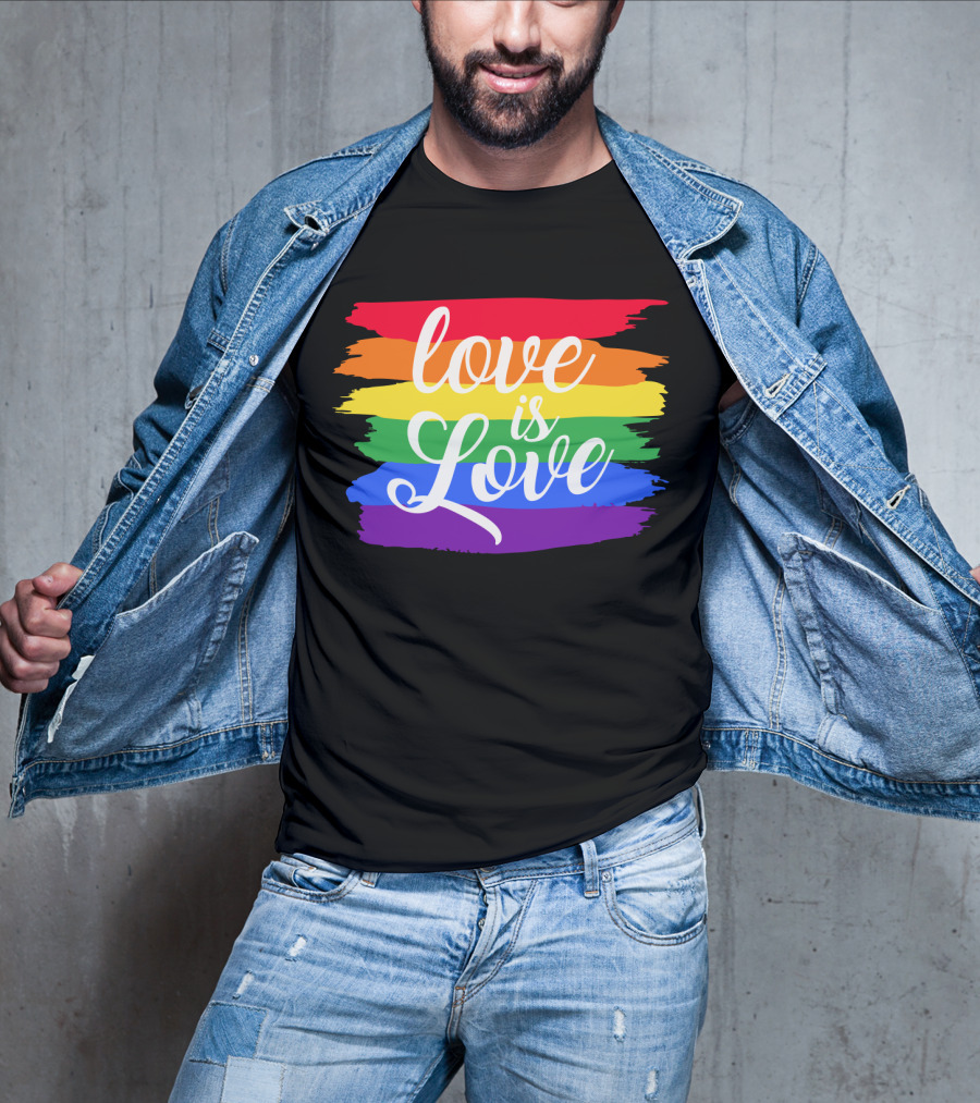 Love Is Love Rainbow Stripes Pride Flag T-Shirt