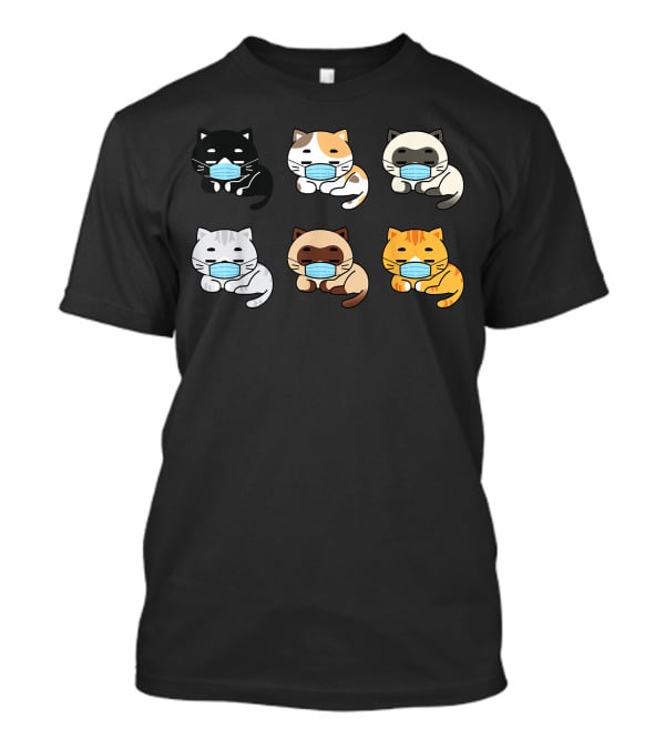 Cat Face Mask Cute Pet Cats Lovers Kitten Set T-Shirt