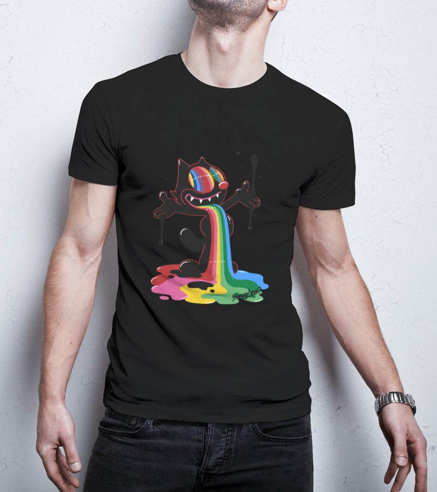 Felix The Cat Rainbow Splatter Art By Zed1 T-Shirt
